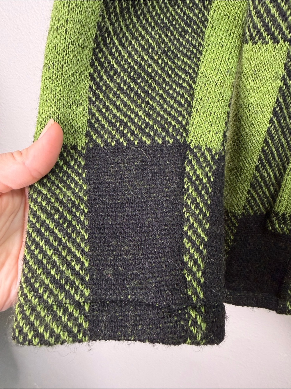 Vintage Keren Hart 100% Wool Green Buffalo Plaid l Double-Breasted Peacoat - S - Picture 5 of 8